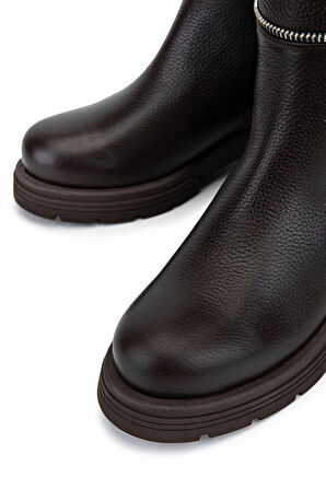 Tamer Tanca Kadın Hakiki Deri Kahverengi Floter Klasik Çizme 33 22510 BN CZM SK25-26 KAHVE FLOTER