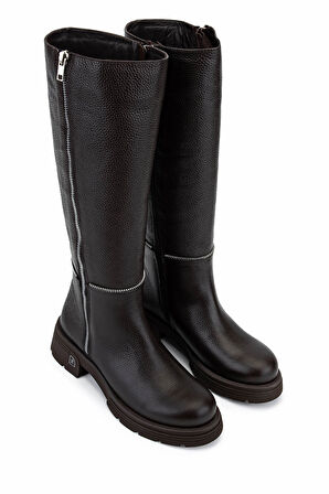 Tamer Tanca Kadın Hakiki Deri Kahverengi Floter Klasik Çizme 33 22510 BN CZM SK25-26 KAHVE FLOTER