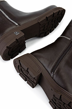 Tamer Tanca Kadın Hakiki Deri Kahverengi Floter Klasik Çizme 33 22510 BN CZM SK25-26 KAHVE FLOTER