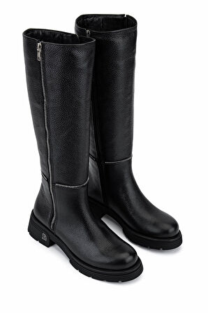 Tamer Tanca Kadın Hakiki Deri Siyah Floter Klasik Çizme 33 22510 BN CZM SK25-26 SIYAH FLOTER