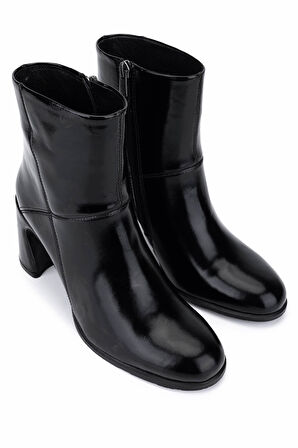 Tamer Tanca Kadın Hakiki Deri Siyah Rugan Klasik Bot 33 1000-2 BN BOT SK25-26 SIYAH RUGAN