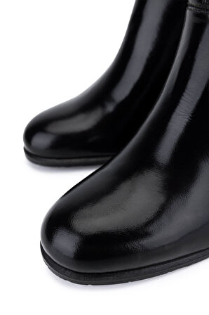 Tamer Tanca Kadın Hakiki Deri Siyah Rugan Klasik Bot 33 1000-2 BN BOT SK25-26 SIYAH RUGAN