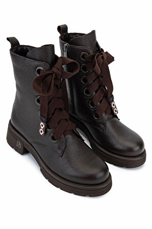 Tamer Tanca Kadın Hakiki Deri Kahverengi Floter Klasik Bot 33 3828 BN BOT SK25-26 KAHVE FLOTER