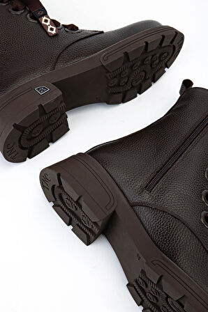 Tamer Tanca Kadın Hakiki Deri Kahverengi Floter Klasik Bot 33 3828 BN BOT SK25-26 KAHVE FLOTER