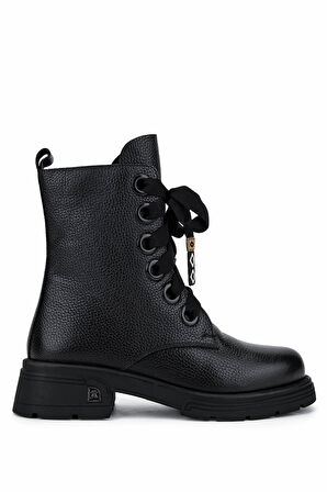 Tamer Tanca Kadın Hakiki Deri Siyah Floter Klasik Bot 33 3828 BN BOT SK25-26 SIYAH FLOTER