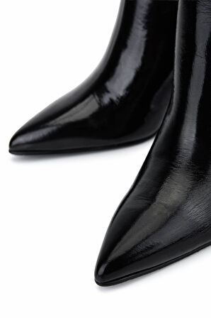 Tamer Tanca Kadın Hakiki Deri Siyah Rugan Abiye Bot 33 7500-1 BN BOT SK25-26 SIYAH KIRISIK RUGAN