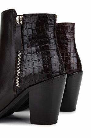 Tamer Tanca Kadın Hakiki Deri Kahverengi Klasik Bot 33 9515 BN BOT SK25-26 KAHVE DERI/KROKO