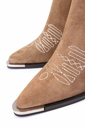 Tamer Tanca Kadın Hakiki Deri Taupe Süet Klasik Bot 33 20020 BN BOT SK25-26 TAUPE SUET