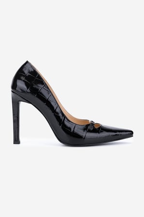 Valmenti Kadın Hakiki Deri Siyah Kroko Stiletto Ayakkabı 1138 4930 BN AYK SK25-26 SIYAH KROKO
