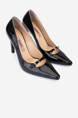 Valmenti Kadın Hakiki Deri Siyah Kroko Stiletto Ayakkabı 1138 4930 BN AYK SK25-26 SIYAH KROKO