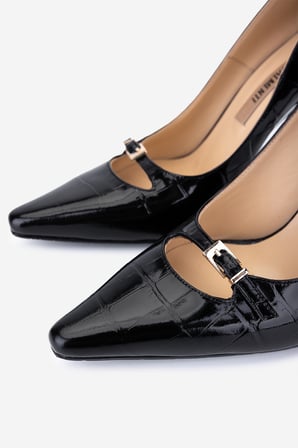Valmenti Kadın Hakiki Deri Siyah Kroko Stiletto Ayakkabı 1138 4930 BN AYK SK25-26 SIYAH KROKO