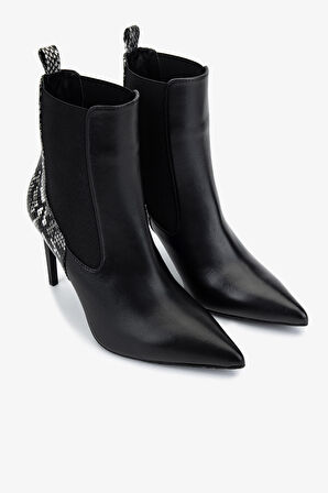 Valmenti Kadın Hakiki Deri Siyah Topuklu Bot 1130 573 BN BOT SK25-26 SYH/SYH NTRL YLN