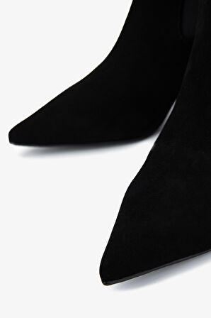 Valmenti Kadın Hakiki Deri Siyah Topuklu Bot 1130 1093 BN BOT SK25-26 SYH SUET/SYH KROKO