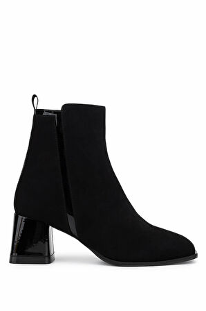 Tamer Tanca Kadın Hakiki Deri Siyah Süet Topuklu Bot 1130 1075 BN BOT SK25-26 SYH MTS SUET/RGN