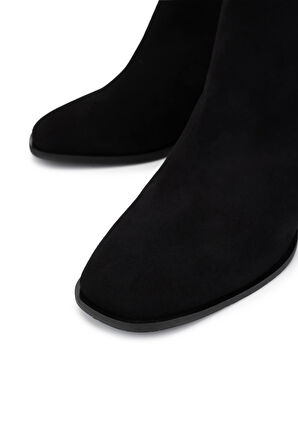 Tamer Tanca Kadın Hakiki Deri Siyah Süet Topuklu Bot 1130 1075 BN BOT SK25-26 SYH MTS SUET/RGN