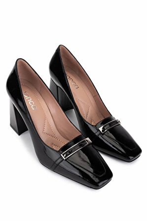 Tamer Tanca Kadın Hakiki Deri Siyah Rugan Topuklu Ayakkabı 1096 2081 BN AYK SK25-26 SIYAH RGN