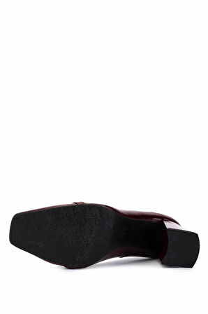 Tamer Tanca Kadın Hakiki Deri Bordo Rugan Topuklu Ayakkabı 1096 2081 BN AYK SK25-26 BORDO RGN