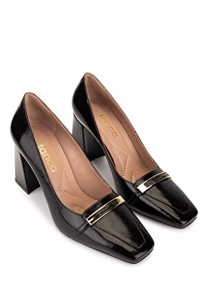 Tamer Tanca Kadın Hakiki Deri Kahverengi Rugan Topuklu Ayakkabı 1096 2081 BN AYK SK25-26 KAHVE RGN