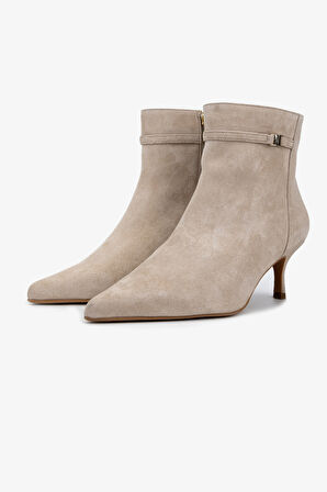 Valmenti Kadın Hakiki Deri Bej Süet Topuklu Bot 1096 9840 BN BOT SK25-26 BEJ SUET