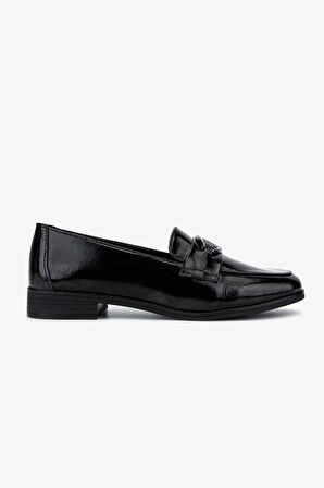 Valmenti Kadın Hakiki Deri Siyah Rugan Loafer Ayakkabı 1065 2007 BN AYK SK25-26 SIYAH RGN