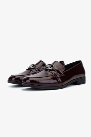 Valmenti Kadın Hakiki Deri Bordo Rugan Loafer Ayakkabı 1065 2007 BN AYK SK25-26 BORDO RGN