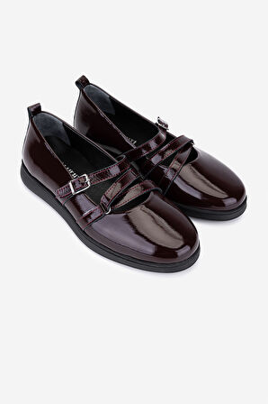 Valmenti Kadın Hakiki Deri Bordo Rugan Babet Ayakkabı 1065 26300 BN AYK SK25-26 BORDO KRSK RGN