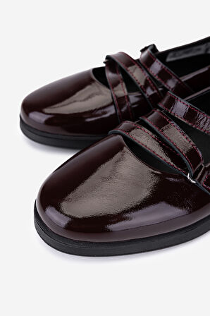 Valmenti Kadın Hakiki Deri Bordo Rugan Babet Ayakkabı 1065 26300 BN AYK SK25-26 BORDO KRSK RGN