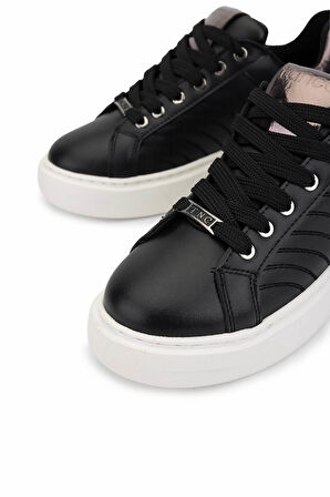 Tamer Tanca Kadın Suni Deri Siyah Sneakers & Spor Ayakkabı 1065 065 BN AYK SK25-26 SIYAH/PLATIN