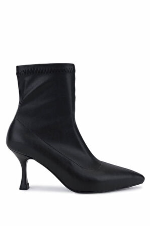 Tamer Tanca Kadın Hakiki Deri Siyah Topuklu Bot 1065 800 BN BOT SK25-26 SIYAH STREC