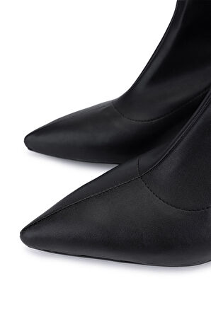 Tamer Tanca Kadın Hakiki Deri Siyah Topuklu Bot 1065 800 BN BOT SK25-26 SIYAH STREC