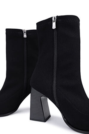 Tamer Tanca Kadın Hakiki Deri Siyah Topuklu Bot 1065 1503 BN BOT SK25-26 SIYAH STREC