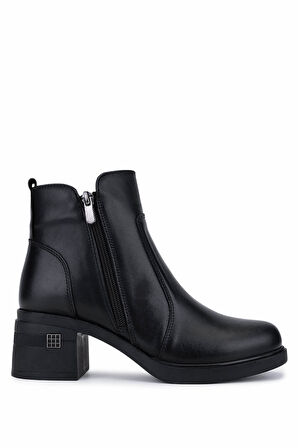 Tamer Tanca Kadın Hakiki Deri Siyah Deri Topuklu Bot 1065 2700 BN BOT SK25-26 SIYAH DR