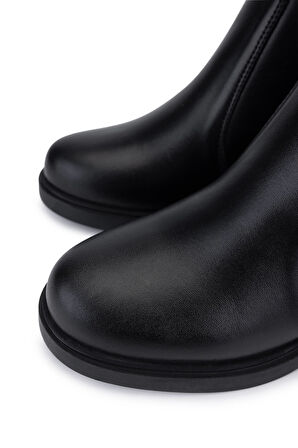 Tamer Tanca Kadın Hakiki Deri Siyah Deri Topuklu Bot 1065 2700 BN BOT SK25-26 SIYAH DR