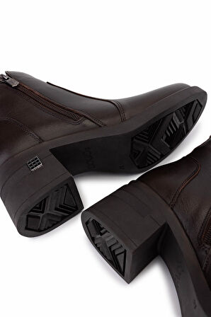 Tamer Tanca Kadın Hakiki Deri Kahverengi Topuklu Bot 1065 2700 BN BOT SK25-26 KAHVE DR