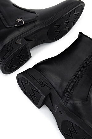 Tamer Tanca Kadın Hakiki Deri Siyah Deri Topuklu Bot 1065 3450 BN BOT SK25-26 SIYAH DR