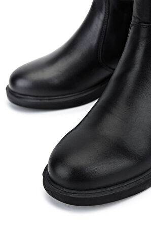 Tamer Tanca Kadın Hakiki Deri Siyah Deri Topuklu Bot 1065 3450 BN BOT SK25-26 SIYAH DR