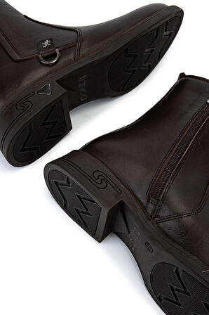 Tamer Tanca Kadın Hakiki Deri Kahverengi Topuklu Bot 1065 3450 BN BOT SK25-26 KAHVE DR