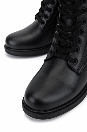 Tamer Tanca Kadın Hakiki Deri Siyah Deri Topuklu Bot 1065 3455 BN BOT SK25-26 SIYAH DR