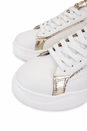 Tamer Tanca Kadın Suni Deri Beyaz Sneakers & Spor Ayakkabı 1009 2200 BN AYK SK25-26 BEYAZ/DORE