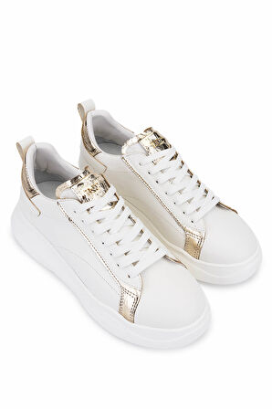 Tamer Tanca Kadın Suni Deri Beyaz Sneakers & Spor Ayakkabı 1009 2200 BN AYK SK25-26 BEYAZ/DORE