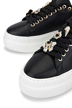 Tamer Tanca Kadın Suni Deri Siyah Analin Sneakers & Spor Ayakkabı 1009 2210 BN AYK SK25-26 SIYAH ANL