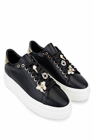 Tamer Tanca Kadın Suni Deri Siyah Analin Sneakers & Spor Ayakkabı 1009 2210 BN AYK SK25-26 SIYAH ANL