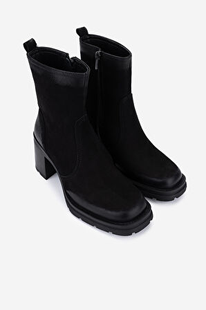 Valmenti Kadın Hakiki Deri Siyah Nubuk Topuklu Bot 324 7988 BN BOT SK25-26 SIYAH NBK