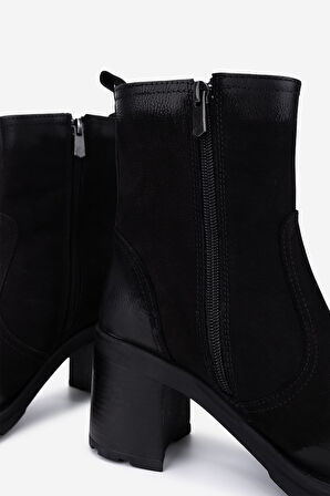 Valmenti Kadın Hakiki Deri Siyah Nubuk Topuklu Bot 324 7988 BN BOT SK25-26 SIYAH NBK