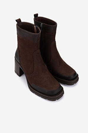 Valmenti Kadın Hakiki Deri Kahverengi Nubuk Topuklu Bot 324 7988 BN BOT SK25-26 KAHVE NBK