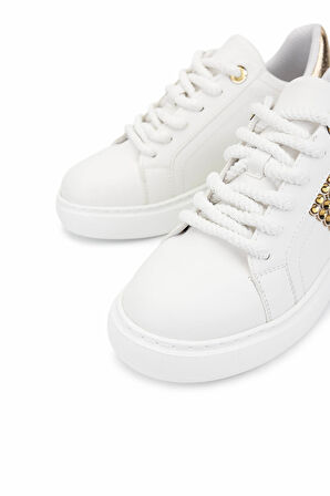 Tamer Tanca Kadın Suni Deri Beyaz Sneakers & Spor Ayakkabı 735 04 BN AYK SK25-26 BEYAZ/DORE