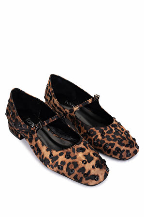 Tamer Tanca Kadın Hakiki Deri Leopar Babet Ayakkabı 735 8351 BN AYK SK25-26 LEOPAR
