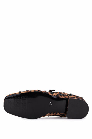 Tamer Tanca Kadın Hakiki Deri Leopar Babet Ayakkabı 735 8351 BN AYK SK25-26 LEOPAR