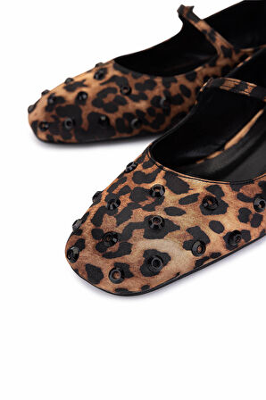 Tamer Tanca Kadın Hakiki Deri Leopar Babet Ayakkabı 735 8351 BN AYK SK25-26 LEOPAR