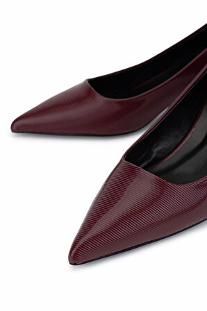 Tamer Tanca Kadın Suni Deri Bordo Topuklu Ayakkabı 735 8318 BN AYK SK25-26 K.BORDO